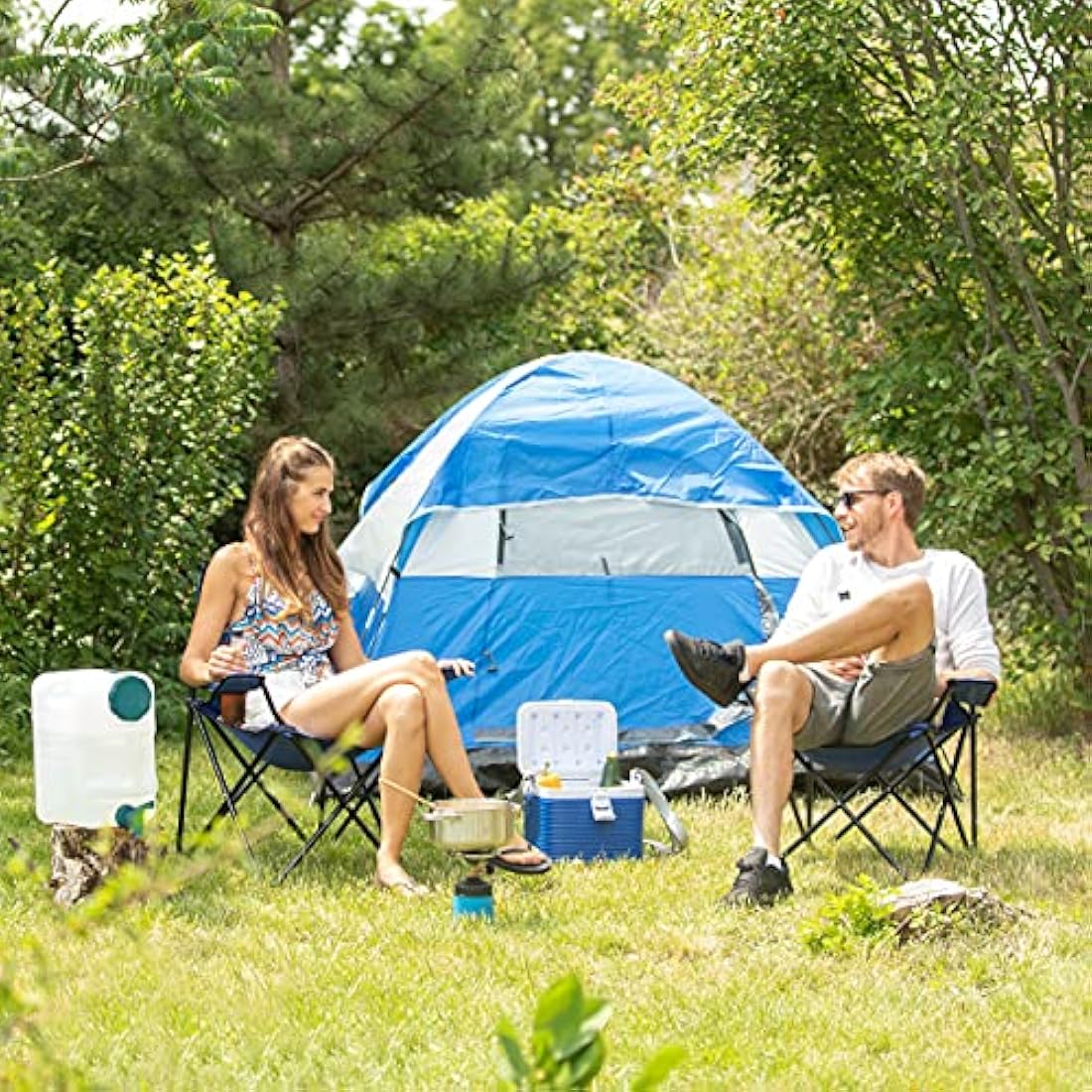 Relaxdays Water Canister with Tap, 20 litres, Camping Container, BPA-Free Plastic, Wide Opening, Handle, White/Green