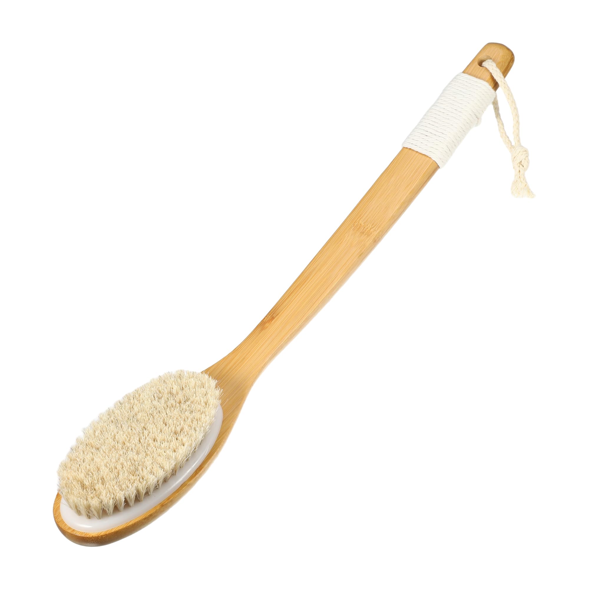 VOCOSTE Horsehair Dry Brushing Body Brush, 18inch, for Men Women, Yellow