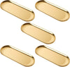 AHAQU 5 Sets Oval Gold Dish, Gold Trinket Serving Tray, Towel Storage Dish Plate, Tea Fruit Trays Cosmetics Jewelry Plate used in Bedroom, Kitchen,