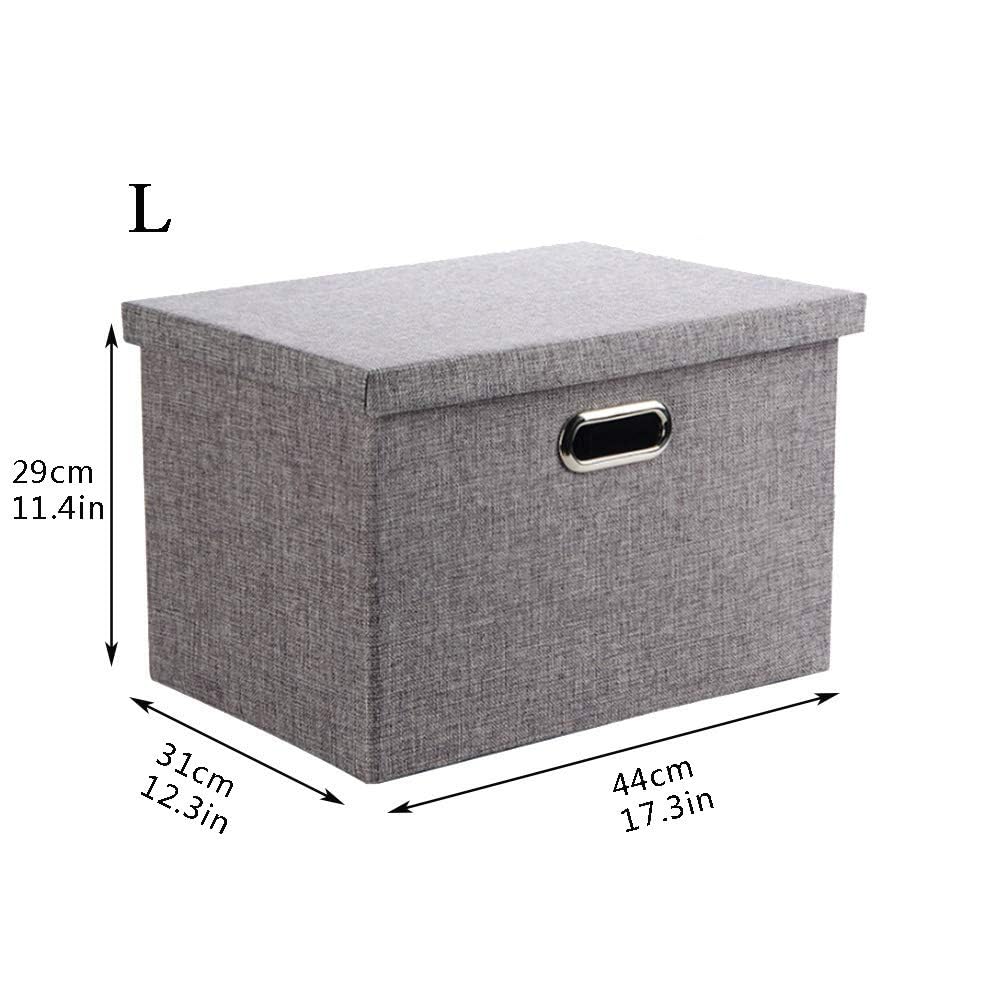 Wintao Storage Boxes with Lids Large, Foldable Fabric Storage Baskets for Shelves, Home and Office, Grey, 44 x 31 x 29 cm, 3 Pack