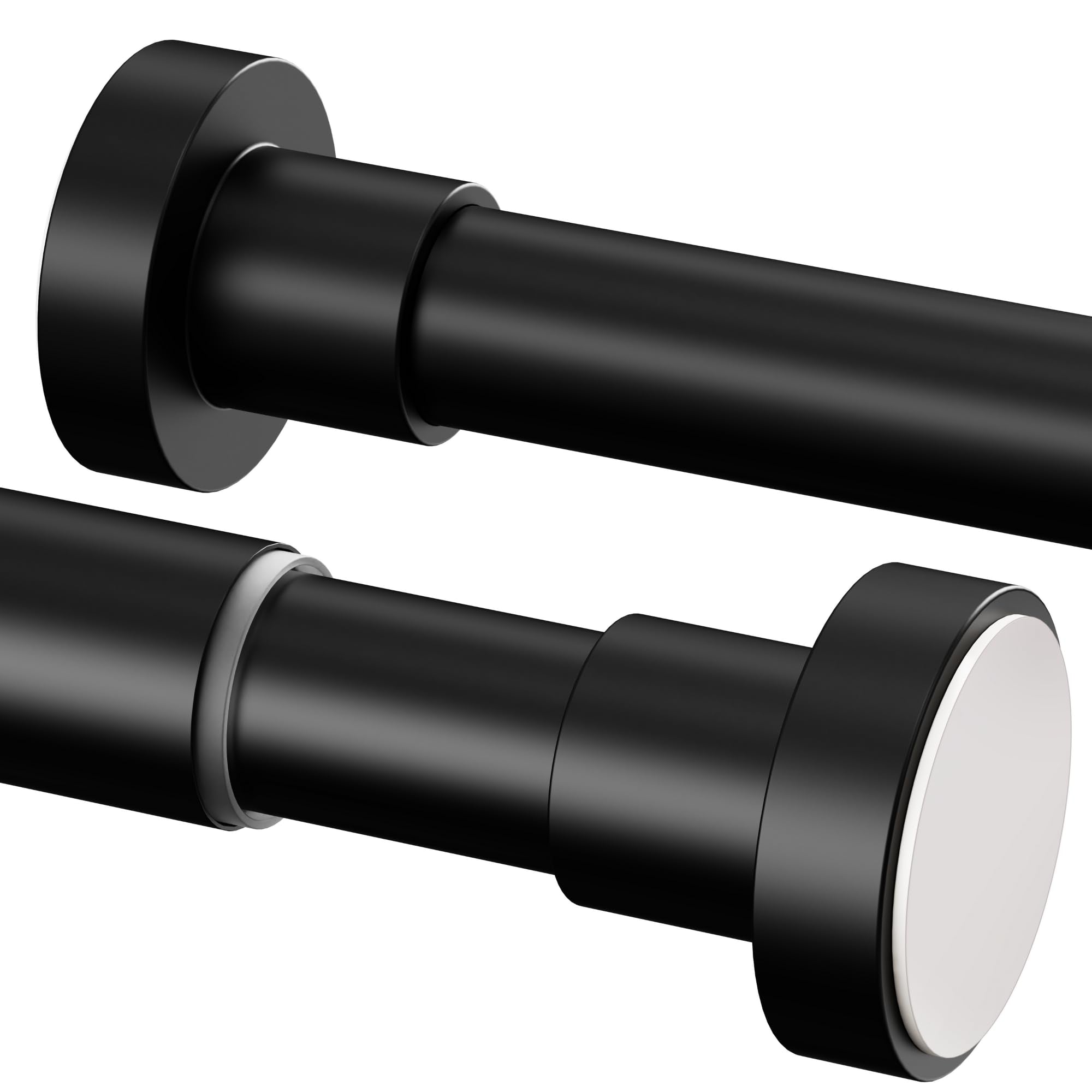 Telescopic Clothes Rail, Extendable Curtain Rod 72-145CM, ?25mm, No Drill Adjustable Spring Rod for Window Bathroom Bedroom, Black