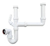 PlumbEZ Double Bowl Sink Waste Kit and Half Bowl Trap Kit - Multi-Fit 1.1/2" 40mm Double Bowl P Trap Kit with Washing Machine Waste Splitter, Sink