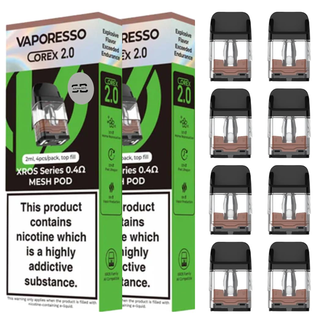 Vaporesso Xros Pods (0.4 2 x 4 Packs) - 2 x 4 Pack Available in 0.4/0.6/0.8/1.0/1.2? Compatible with Vaporesso Xros Range Only - No Nicotine