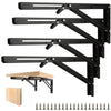 MUXHEL 4PCS Folding Shelf Brackets 16 inch/400mm Heavy Duty Shelf Brackets Black Folding Shelf Heavy Duty Wall Brackets Folding Table Bracket for Home