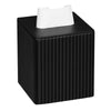 MEIBOOCH Tissue Box Cover Stylish PU Leather Square Tissue Box Holder with Magnetic Bottom for Bathroom Bedroom or Office (Black Stripe)