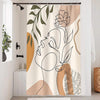 Uiiooazy Abstract Shower Curtain, Boho Women Mid Century Green Leaves Modern Minimalist Bath Curtain Anti Mildew Waterproof Polyester Fabric Opaque