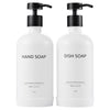 Janxin Set of 2 Glass Soap Dispenser 500 ml, Soap Dispenser Black Glass, Soap Dispenser White, and Non-Slip Silicone Protective Underlay (White bottle