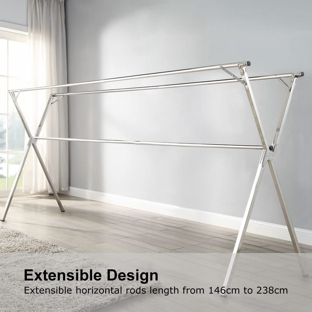 GISSAR Clothes Airers,Foldable Clothes Drying Rack,Stainless Steel Laundry Drying Rack For Indoor Outdoor Home Use,Easy Storage Clothes Garment