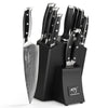 NANFANG BROTHERS 9 Pieces Kitchen Knife Set Sharpening for Chef's Knife Set with Block, Damascus Professional Knife for Kitchen Knife with Sharpener