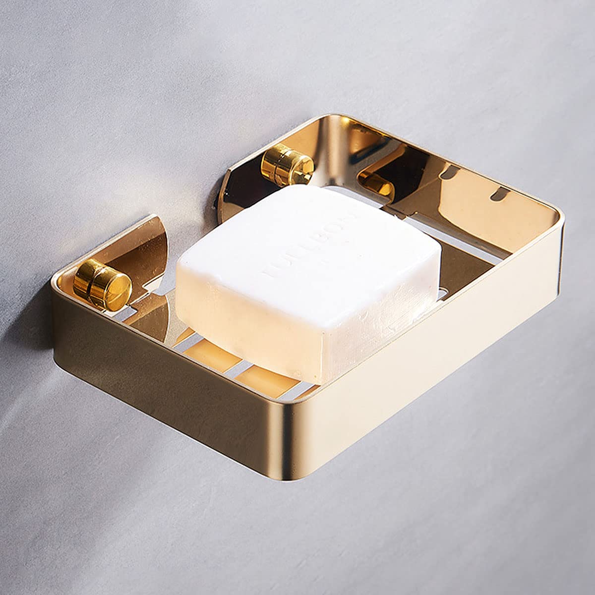Melairy Soap Dish Holder for Bathroom Shower 304 Stainless Steel Soap Holder Saver Tray Wall Mounted Sponge Holder Golden