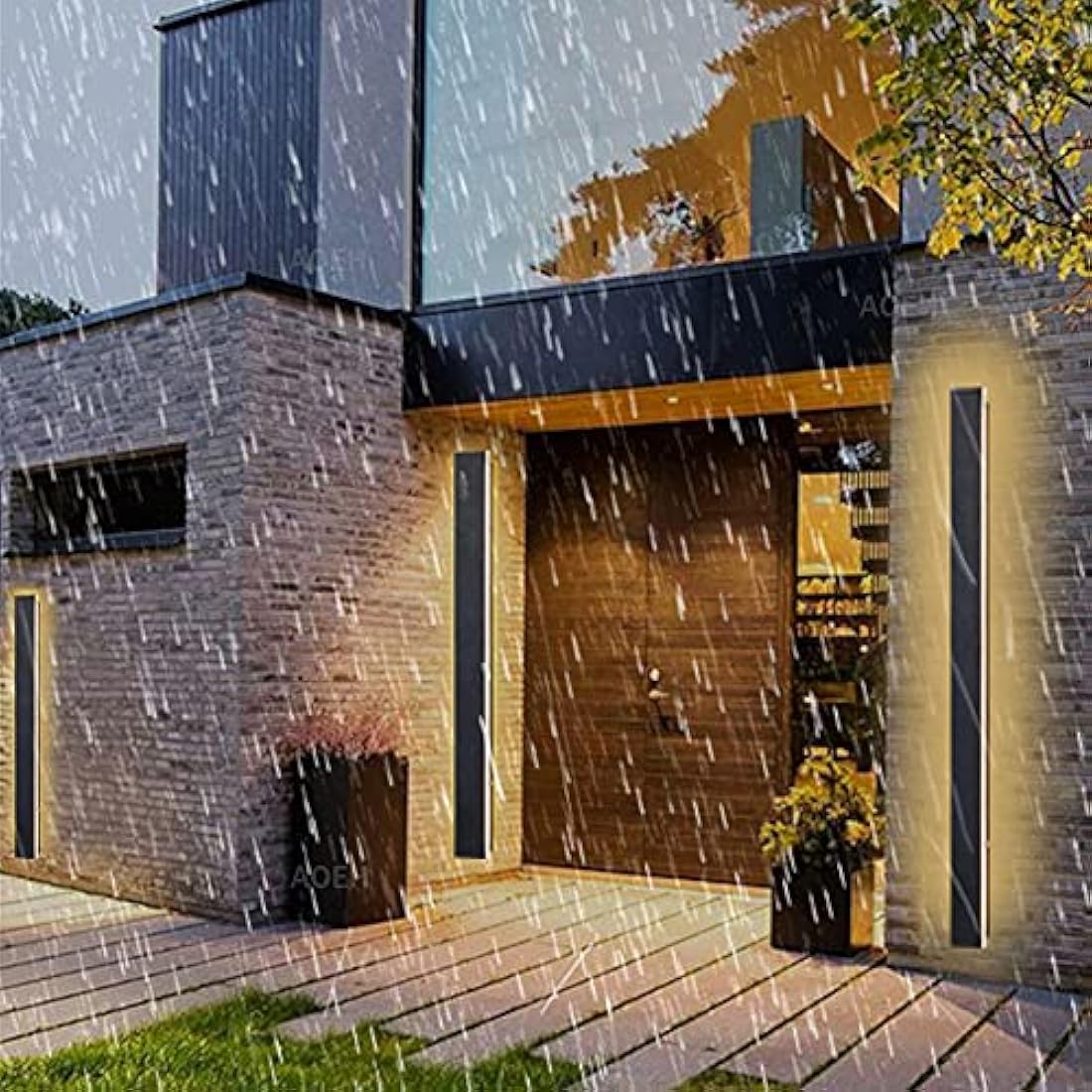 Outdoor Wall Lights LED Black Long Wall Sconce Ip65 Waterproof Outside Lights Rectangular Wall Lighting 3000k 25W Aluminum Exterior/Indoor Wall Light For Garden Villa Porch Terraces Garage,80cm*1