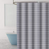 FSZhenZuan Shower Curtain 200 x 200 cm Drop Water Repellent Anti Mould Wet Room Shower Curtain with Hooks Washable Polyester Fabric Grey Grid