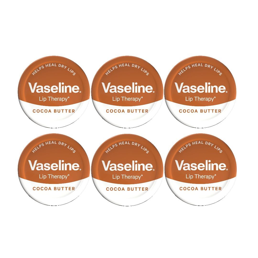 MM Vaseline Lip Therapy Cocoa Butter 20g ? Pack of 6 | Moisturising Lip Balm for Dry, Cracked & Chapped Lips | Softens, Heals & Protects |