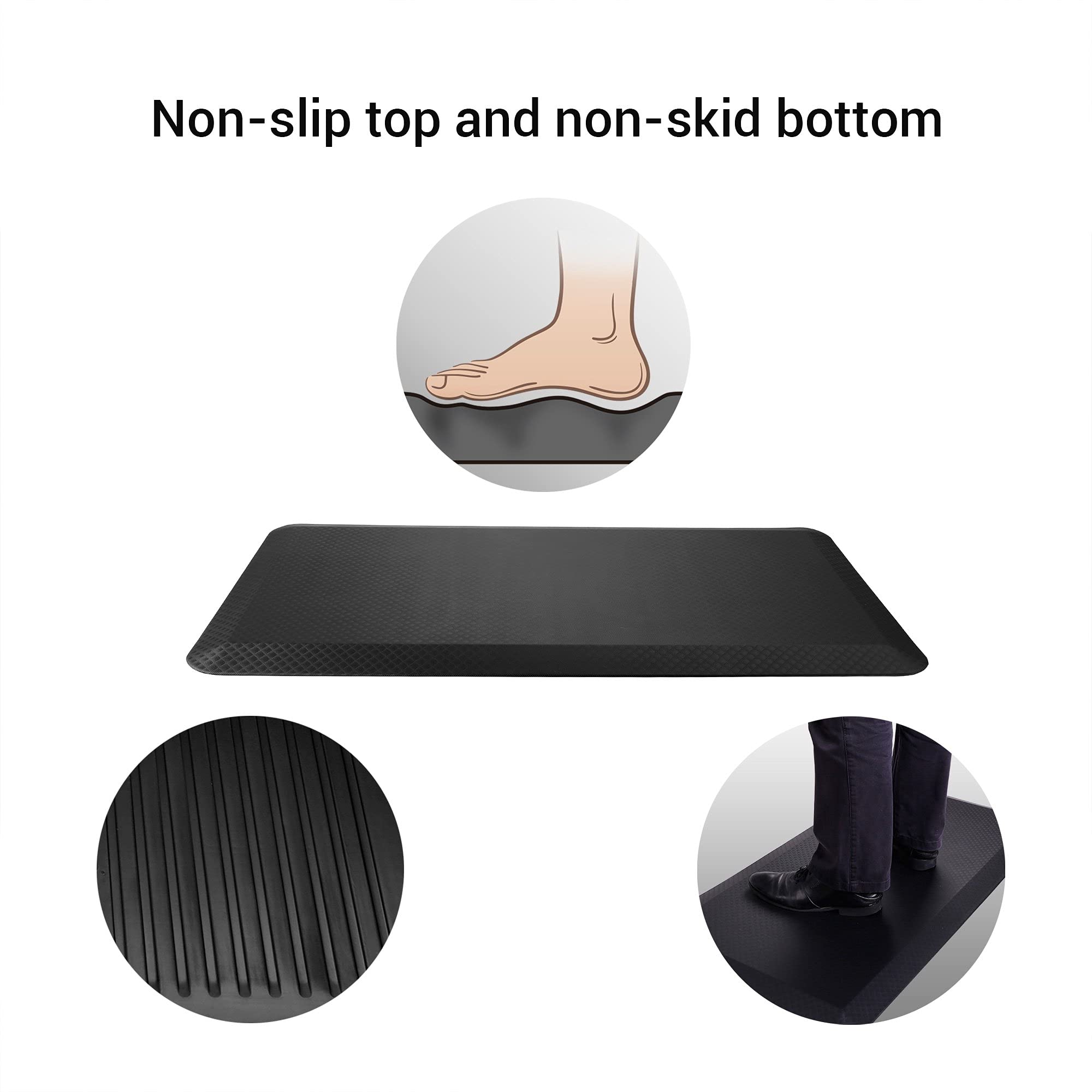 FLEXISPOT Standing Desk Anti-Fatigue Mat Comfort Kitchen Floor Mat Flat Kitchen mats Black