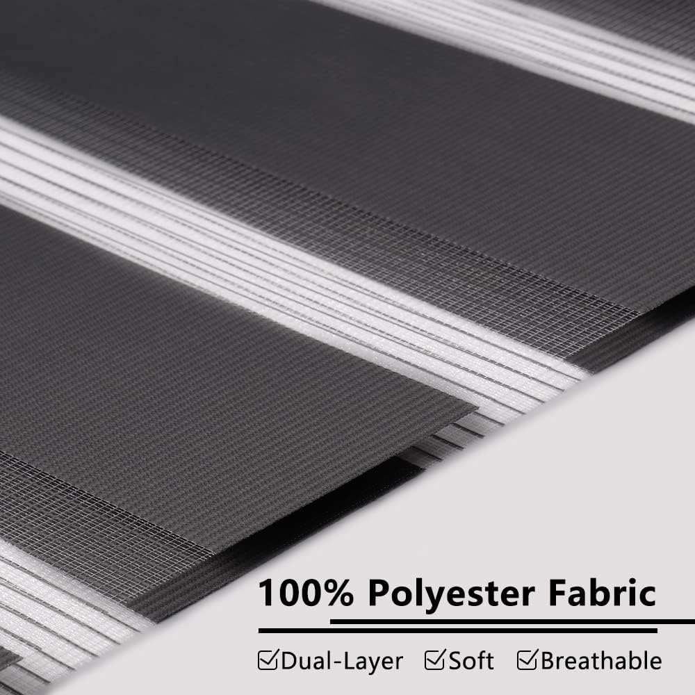 Zebra Roller Blind Day Night Window Blind Light Filtering 60x230cm Dark Grey Kokorona