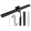 Wunset 30 cm Shower Squeegee, Large Bronze Window Squeegee - 6 Pieces Set Including 2 Replacement Silicone Lips, Squeegee Shower Cleaner for Shower