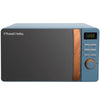 Russell Hobbs RHMD714BL 17 L 700 W Scandi Blue Digital Microwave with 5 Power Levels, Wood Effect Handle & Dials, Clock & Timer, Automatic Defrost,