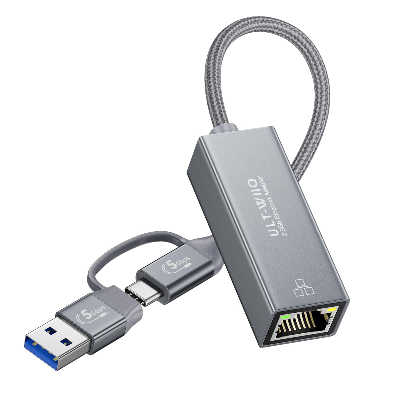 ULT-WIIQ USB 3.0 to RJ45 LAN Adapter?USB C to RJ45 2.5Gb LAN Adapter for Thunderbolt 4/3, USB4, MacOS, Windows, Linux, Steam Deck, Mac Mini, Surface,