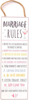Widdop and Co Wedding/Anniversary Hanging Sentiment Wooden Wall Plaque - Marriage Rules - Decorative Wedding Gift/Home Decor, LL492