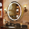 Janboe 71cm Round Mirror Cabinet with Lights,with Defogger,Dimmable,Anti-Fog,3 Colors,Gold