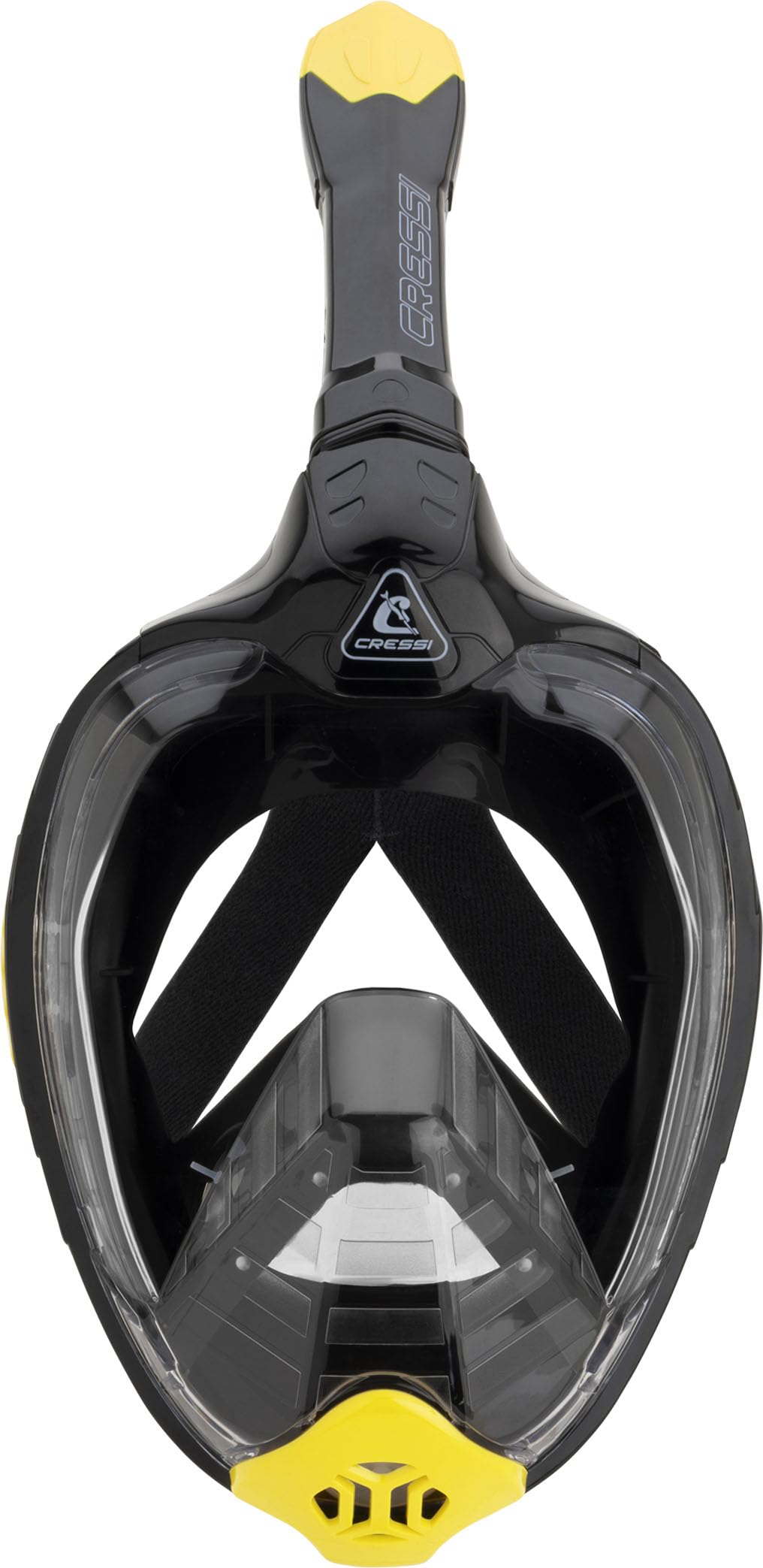 CRESSI Bali Full Face Mask Black/Yellow S/M - Unisex Integral Snorkel Mask, Anti Fog Clear Lens, 100% Silicone, Dry Snorkel with Float Valve, Action