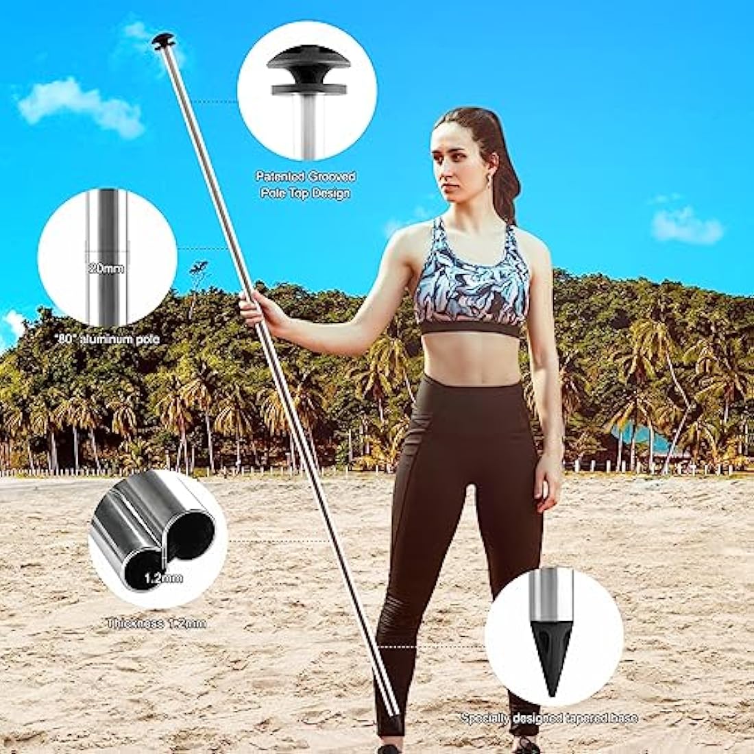 Beach Tent For UV Protection UPF50+, Portable Beach Awning Family Sun Protection With 4 Poles 3mx3m, Sun Tent for Beach Camping Garden Terrace Balcony
