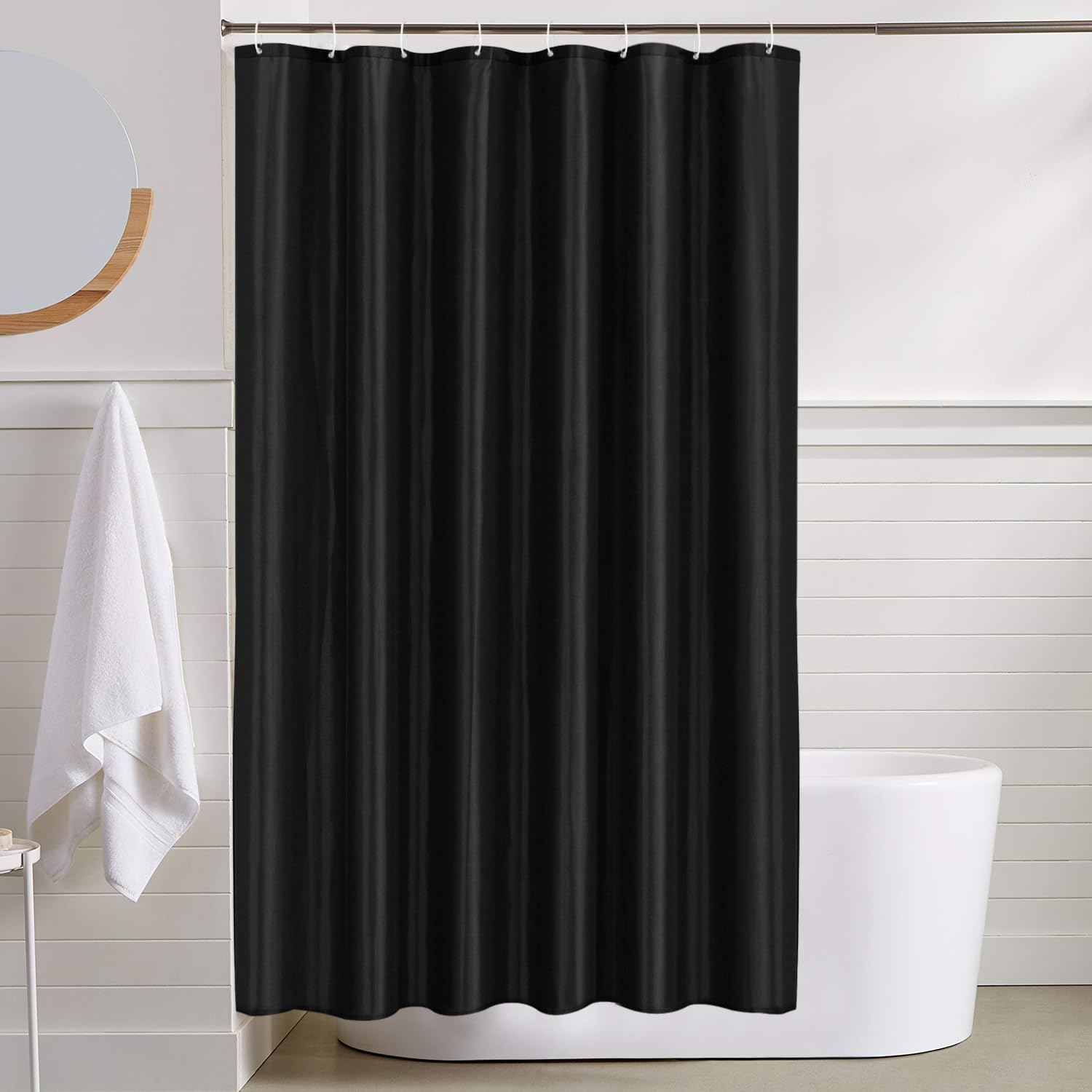 LUKDUNG 120 x 200 cm Shower Curtain, Shower Curtain, Anti-Mould in Bathroom, Washable Polyester Fabric Shower Curtain, Waterproof Washable with 12