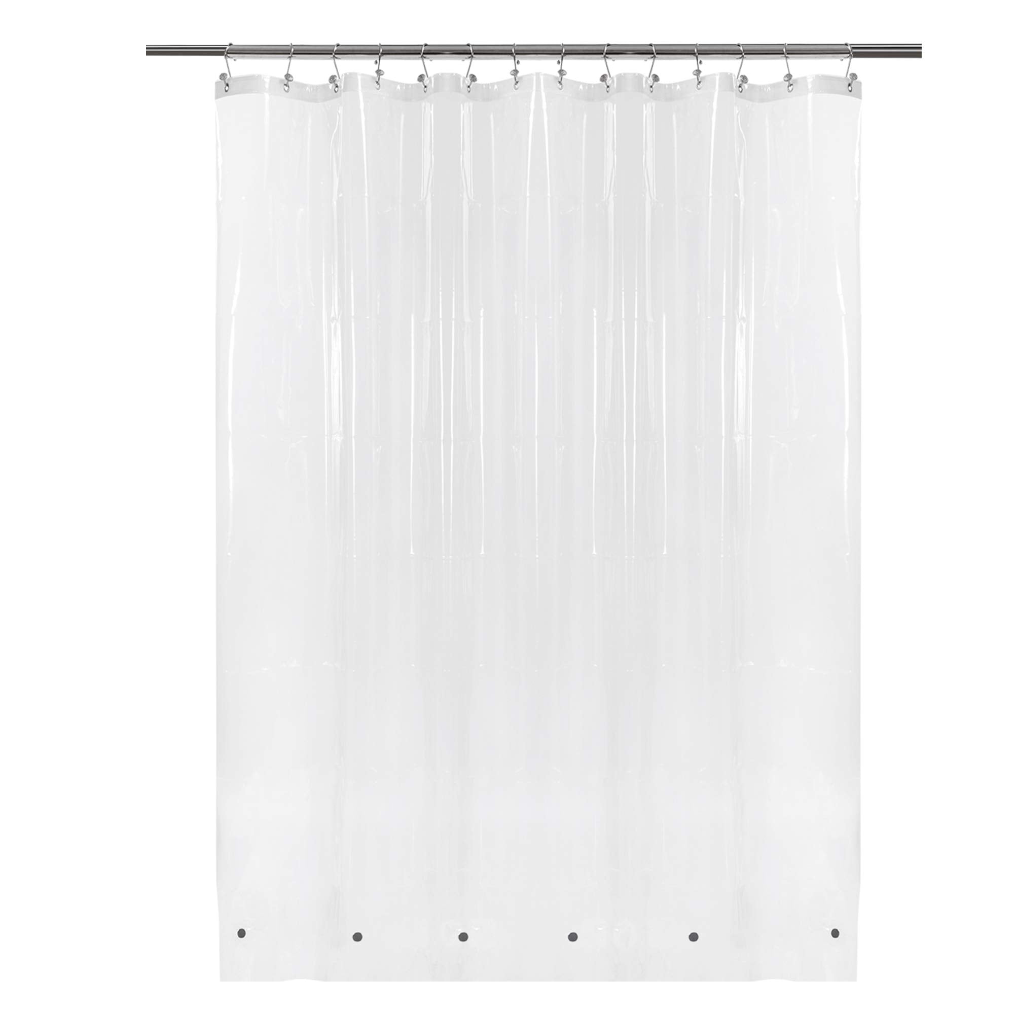 Clear Shower Curtain Liner 82 (W) x 74 (L) with Free Hooks and Magnets, Mold & Mildew Resistant Antibacterial, Waterproof, Non-Toxic, Eco-Friendly,