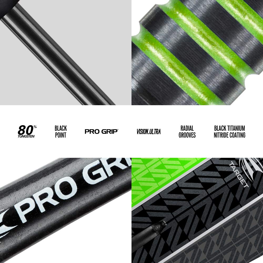Target Darts Vapor 8 Black 80% Tungsten Steel Tip Darts Set 21 G Green