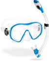 CRESSI F-Dual + Supernova Dry Combo - Unisex Diving Mask F-Dual rimless and Dry Snorkel for Snorkelling and Scuba Diving, Colour Clear/Blue, One Size