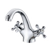 Victorian Basin Mixer Tap Monobloc Bathroom Sink Tap Dual Lever Traditional Bathroom Faucet with UK Standard Hoses, Single Lever Hot and Cold Mixer,