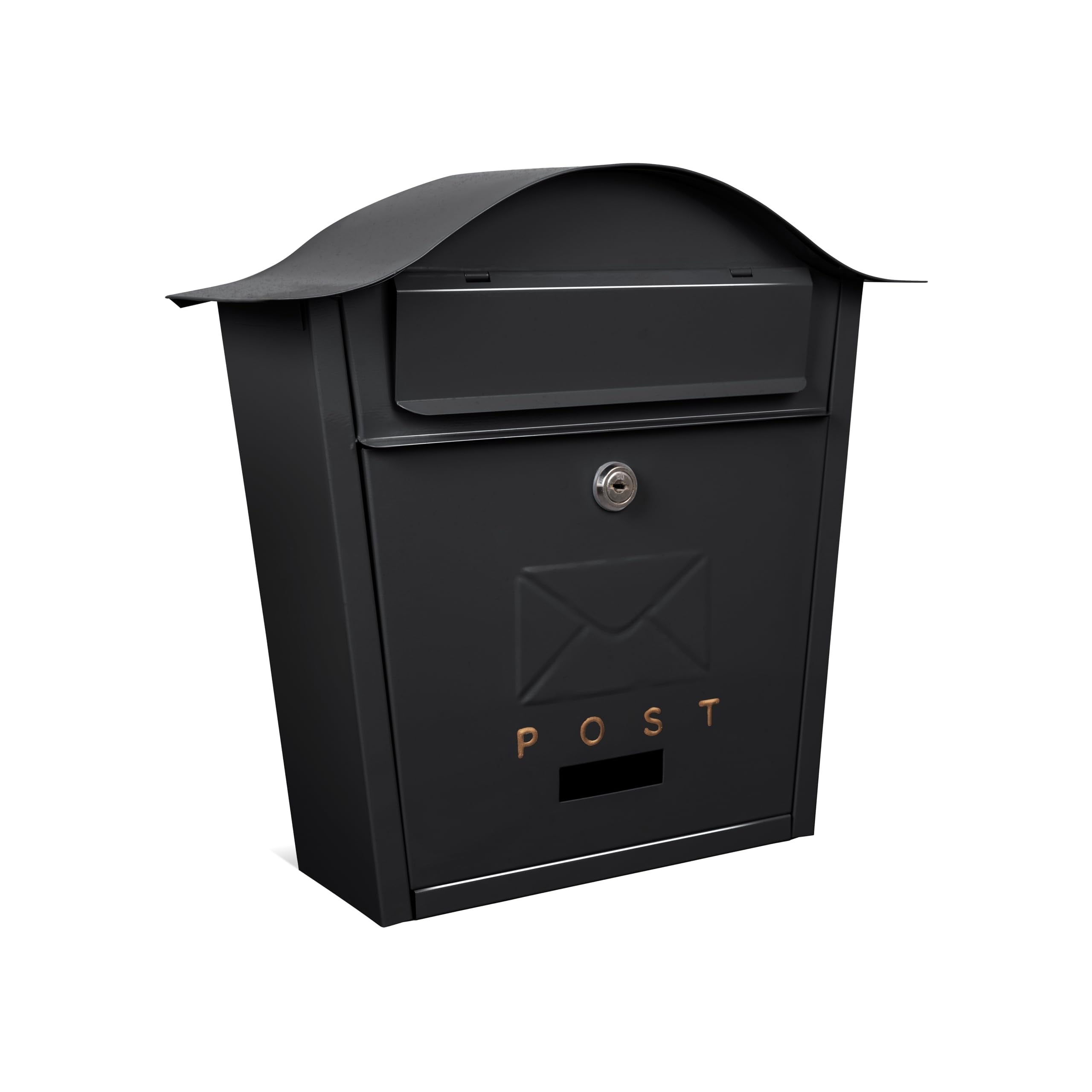 Assorted Collections Wall Mounted Post Box Classic Design Large Letterbox Lockable 2 Keys Weatherproof Easy To Install - Black, 35.5 x 26 x 10 cms