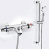 Thermostatic Bath Shower Mixer Tap with Shower Riser Kit, Deck Mounted Bath Shower Mixer Bar Set, Bath Taps with Bathtub Filler Spout, 38?C Anti
