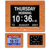 CAZOKASI 3 Displays 8inch Extra Large Impaired Vision Digital Calendar Clock with Non-Abbreviated Day & Month Alarm Clock Day Clock Photo Frame Auto