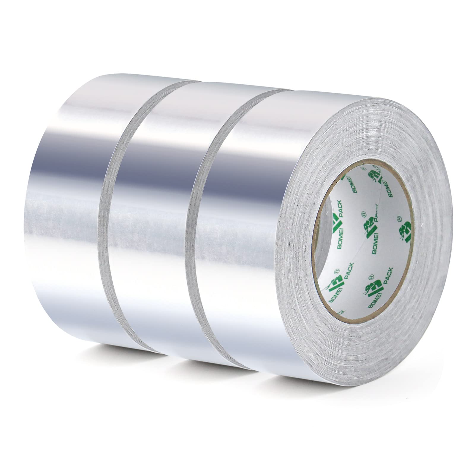 BOMEI PACK 3 rolls Aluminum foil tape Resistant High Temperature 50 mm x 50 m,Moisture,UV resistant Waterproof for Pipes Repairing,Insulating,heating