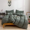 Ruccit Sage Green Duvet Cover Set King Size Bed 100% Washed Cotton King Duvet Cover Adults Teens 3pcs Simple Plain Farmhouse Bedding Set Zipper