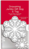 Jumbo Santa Sack Drawstring Gift Bag & Tag Snowflake Design Xmas Eve Presents 46 x 70cm