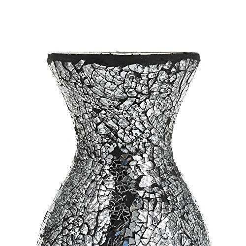 London Boutique Vases Mosaic Black Large small 12" or 16" Decorative Glitter Sparkle vase gift H28 (Small, Black Silver)