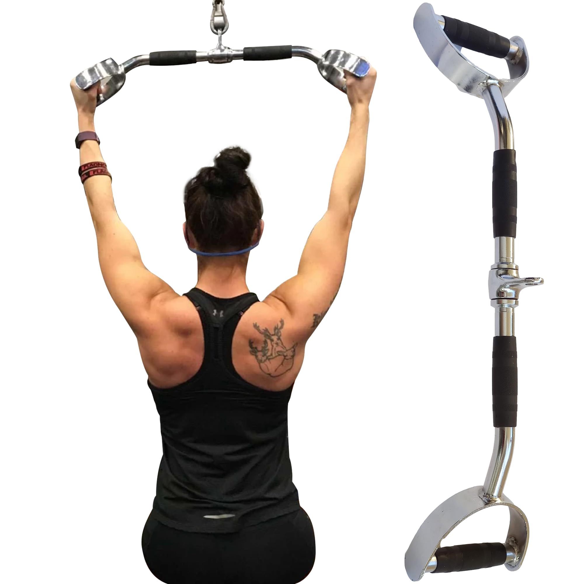 MuscleForge? Lat Pull Bar Hammer Bar 70 cm, 28 Inches, Long Parallel Handle, Lat Pull Handles for Back Muscle Training, Hammer Bar for LAT Pulldown