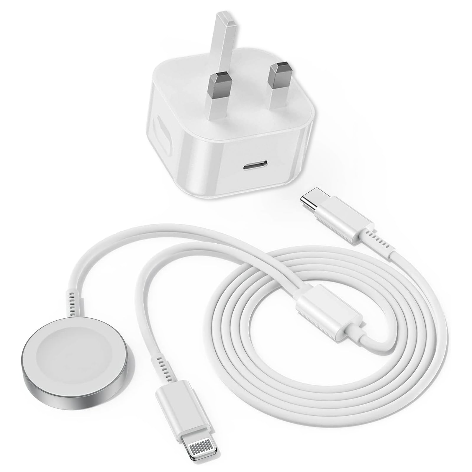 Apple Watch Charger,2-in-1 USB C Cable for iWatch & iPhone,6.5FT Cable with 20W Wall Charger for Apple Watch Series