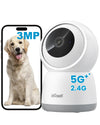ieGeek 2K 3MP Indoor Camera No Monthly Fee, 2.4G/5Ghz WiFi Pet Camera, Plug-in 24-hour Security Camera, Night Vision, 360? PTZ, Motion Detection and