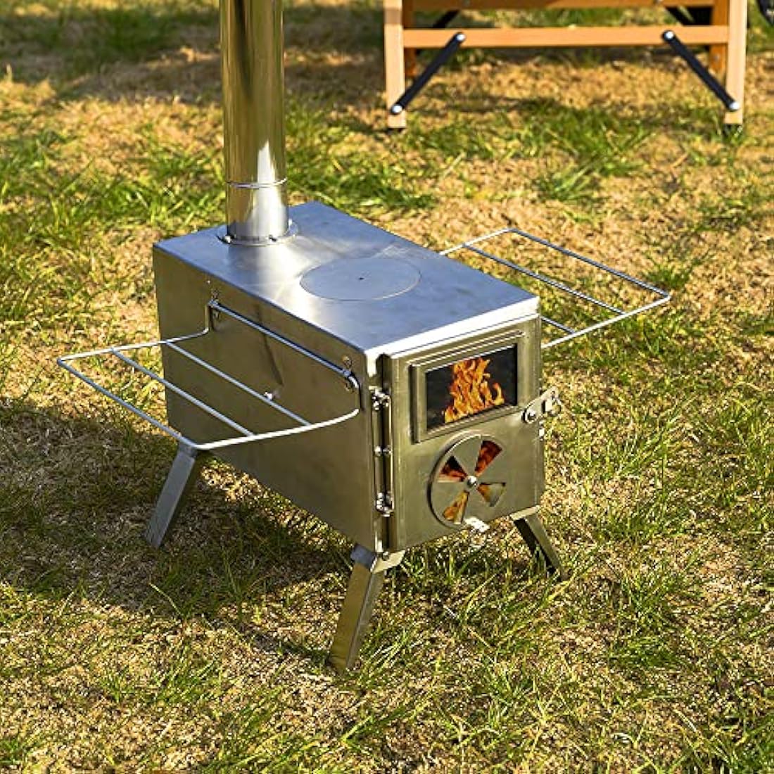 TOMOUNT Tent Stove Wood Burning Stove, Portable Compact Stainless Steel Camping Cookware with Chimneys High Temperature Resistant, Camp Stove for Tents, Lodging and Hiking