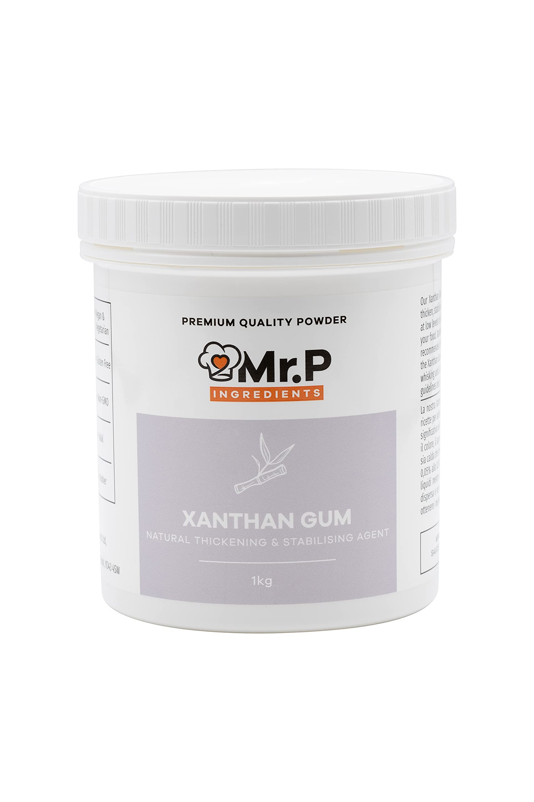 Mr.P Ingredients Xanthan Gum 1 Kg Powder Thickener Stabiliser Ideal for Making Soups Sauces Gluten Free Baking Ice Cream Vegan Vegetarian Gluten Free