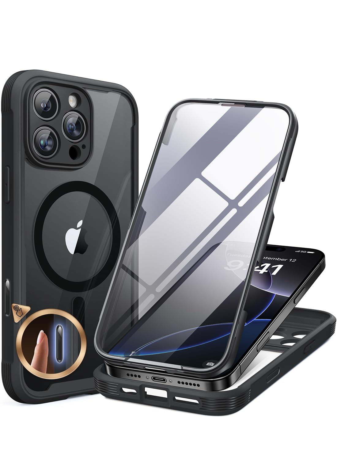 Miracase Magnetic Case for iPhone 16 Pro Max Case 6.9", [Built-in 9H Tempered Glass Screen Protector + Camera Control Capture Button] Full Body Bumper