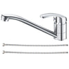 Yapwiki Kitchen Tap | Chrome Kitchen Mixer Taps Faucet with Stainless Steel 60cm Hot and Cold Water Hose | 360? Swivel Long Spout Kitchen Sink Tap