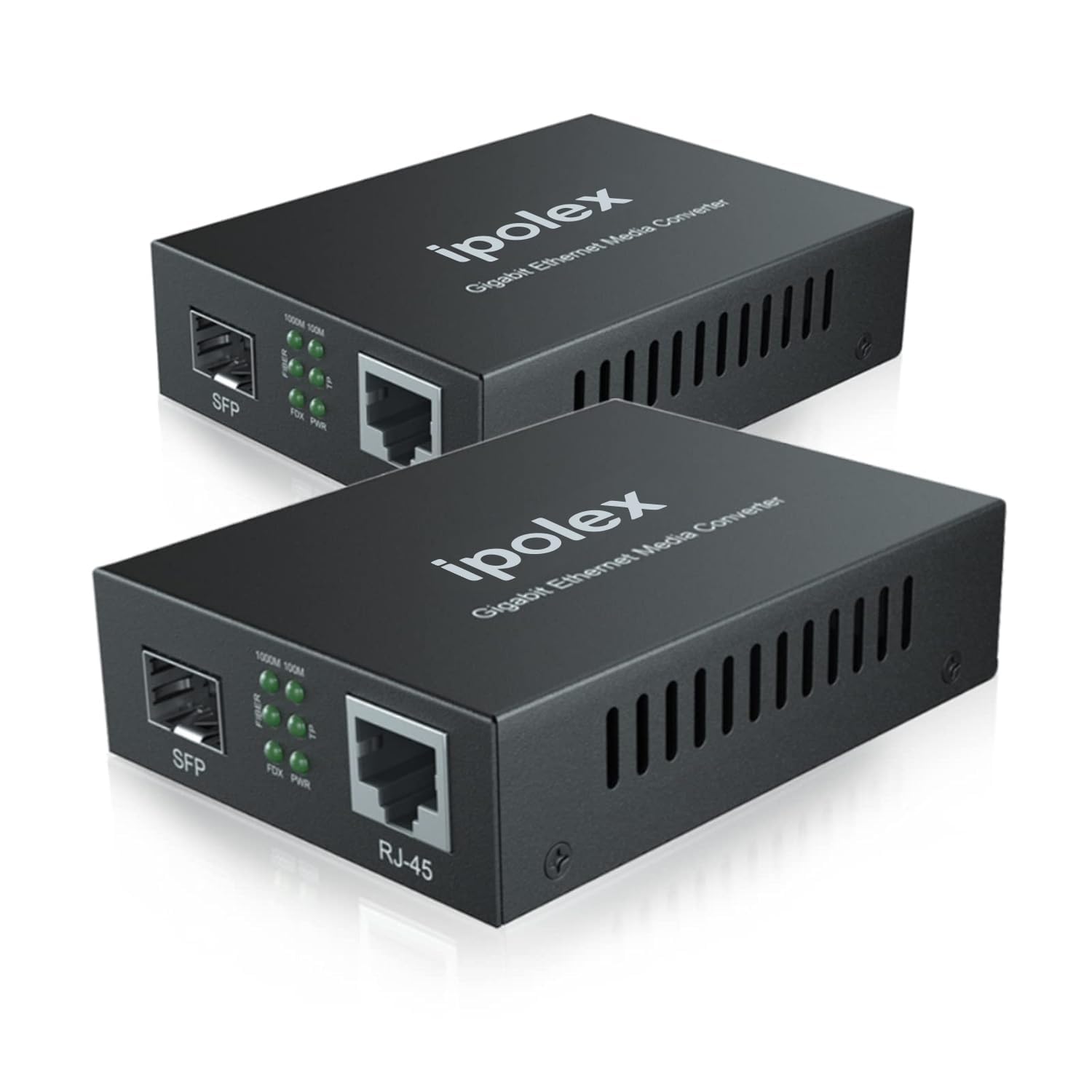 ipolex 1.25G Gigabit Ethernet SFP to RJ45 Fiber Media Converter, 10/100/1000M RJ45 to 1000M SFP Slot, Fiber to Ethernet Converter, Supports
