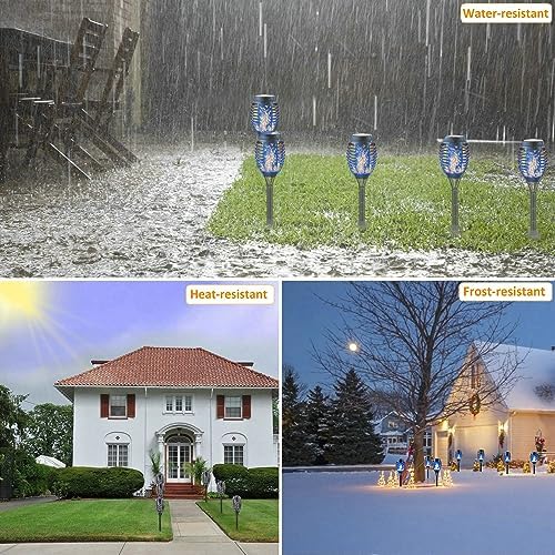 Solar Lights Outdoor Garden, 12 Pack Solar Flame Lights LED Warm Flickering Flames Waterproof Solar Torch Lights Garden Ornaments Landscape Lighting Auto On/Off for Pathway Yard Patio Decoration(Warm)