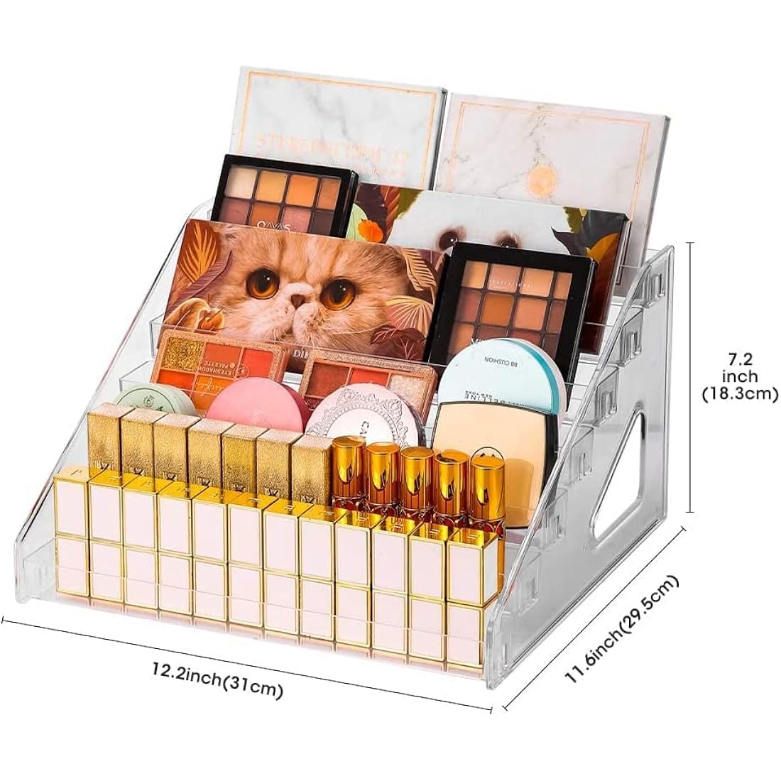 YIEZI Nail Polish Organizer 84 Bottles of 7 Layers Paint Storage Sunglass Acrylic Display Rack Essential Oils Holder Clear Makeup Organizer No Tool Needed Assembly (2 Pack)