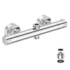 Marketero Thermostatic Shower Mixer Bar Two Outlet, Shower Mixer Taps Wall Mounted Thermostatic Dual Outlet Shower Valve Brass with TOP G 3/4" and