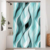Uiiooazy Turquoise Blue Shower Curtain, Abstract Striped Geometric Lines Bath Curtain Anti-Mould Waterproof Polyester Fabric Bathroom Curtain with 8